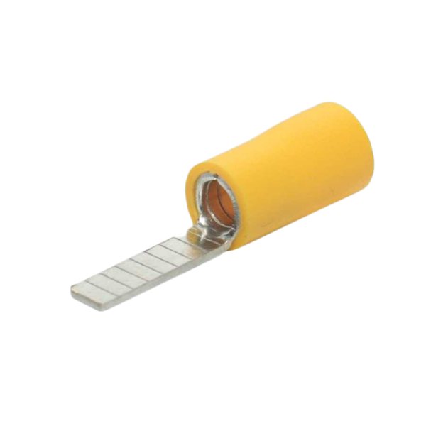 ترامل ذكر بنز مبطط أصفر" (Yellow Male Spade/Blade Terminals)