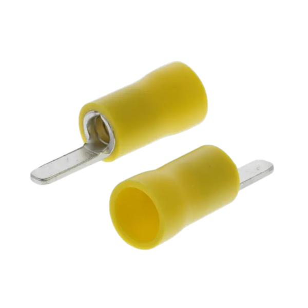 ترامل ذكر بنز مبطط أصفر" (Yellow Male Spade/Blade Terminals)